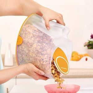 Tupperware Modular Oval Large Cereal Storage Canister 5.3 Liter Orange Color